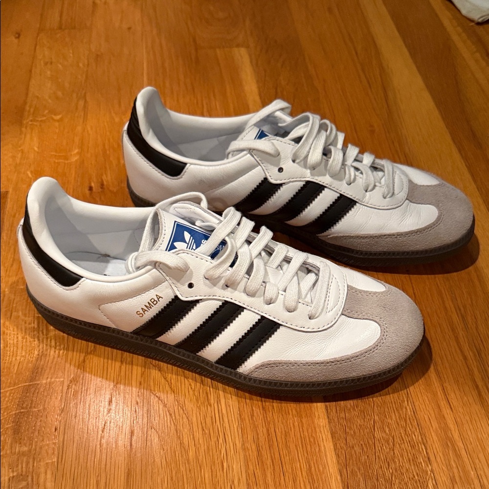 Adidas Samba White and Black Trainers 8 41.5